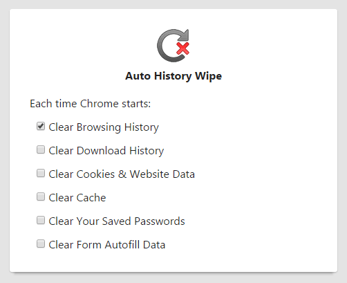 Chrome Extension Auto History Wipe Options