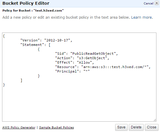 Amazon S3 Bucket Policy Public Read