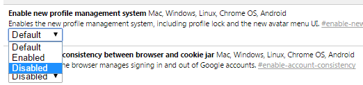 Chrome User Menu Disable