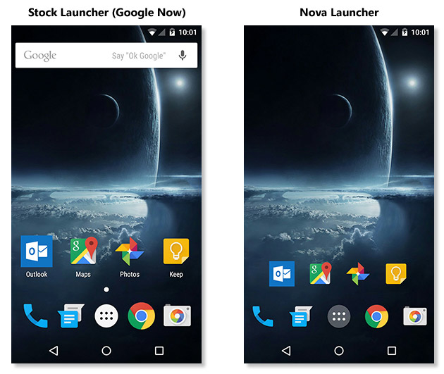 Android Stock vs Nova Launcher