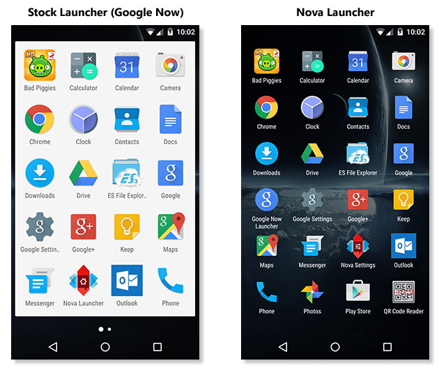 Android Stock vs Nova Launcher