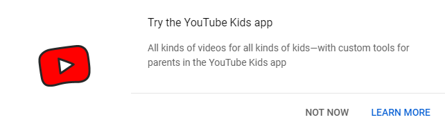 YouTube Popup Try The Kids App