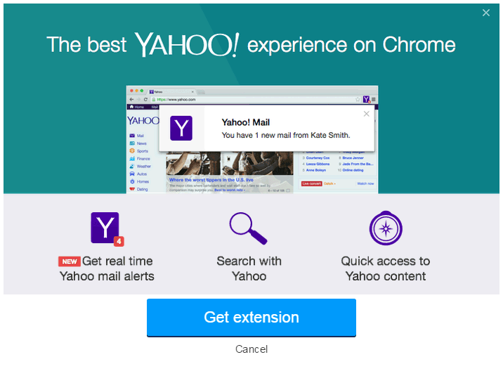 Yahoo Mail Chrome Extension Splash Screen