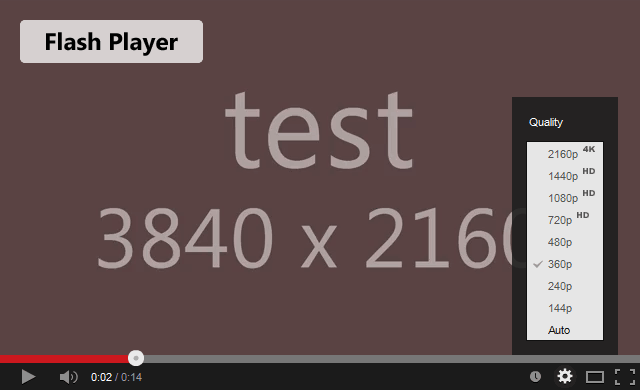 2160p YouTube Flash Player